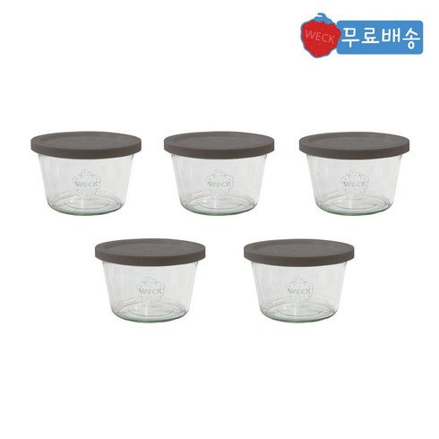 웩유리용기 - [WECK] 370ml (No741) 유리병+PE뚜껑 5개, PE그린레이 5개