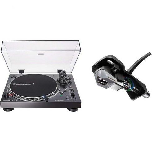 AudioTechnica ATLP120XUSBBK 다이렉트 드라이브 턴테이블아날로그 USB 완전 수동 하이파이 3단 속도 비닐을 디지털로 변환 스케이트 방지 및 가변 피치 컨트, Black_Turntable + Combo Kit Gr
