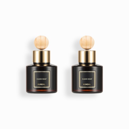 쿤달 퍼퓸 차량용 방향제 75ml 2개 + 우드볼 스틱 2개 세트, 클린솝향, 1세트