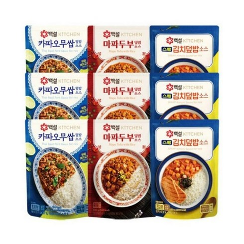 백설 덮밥소스세트(마파두부덮밥+스팸김치덮밥+카카오무쌉덮밥), 3세트, 460g