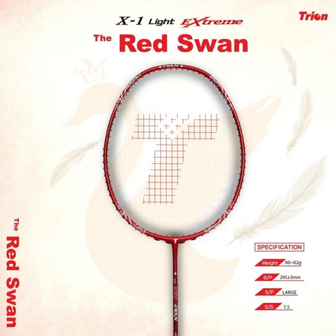 [성탄페스타] 트라이온 THE RED SWAN 배드민턴 라켓 더 레드 스완, 스트링안함, 노스트링, 1개