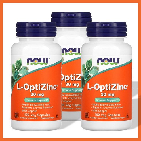 나우푸드 L-OptiZinc 아연 구리 아미노산 메티오닌 글루텐 프리, 3개입