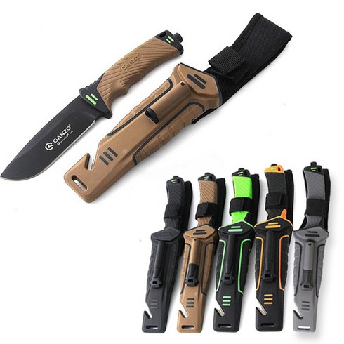 간조 서바이벌 캠핑 나이프 G8012, 오렌지, 1개