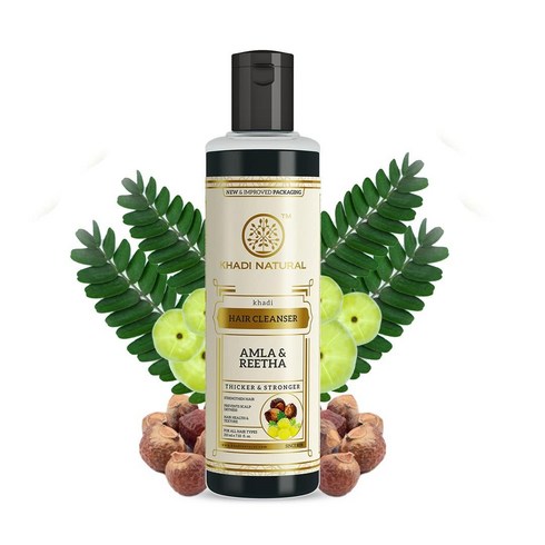 furla면세점 - Khadi Natural Amla & Reetha 탈모방지 샴푸 두껍고 강한 모발을 위한 아유르베다 샴푸 모든 모발에 적합 210ml, 1개