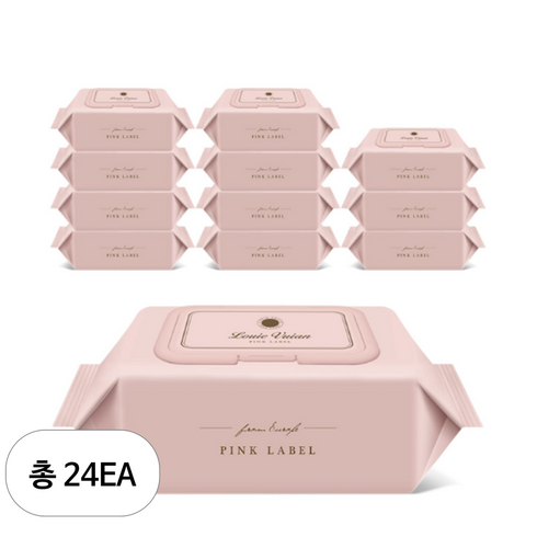 루이비앙 핑크라벨 물티슈 캡형, 50g, 20매, 24개