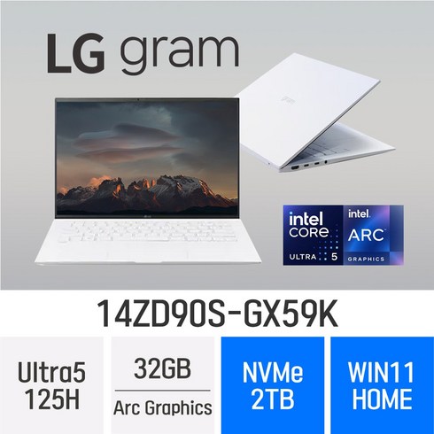 14zd90s - LG전자 2024 그램14 14ZD90S-GX59K, WIN11 Home, 32GB, 2TB, 에센스 화이트