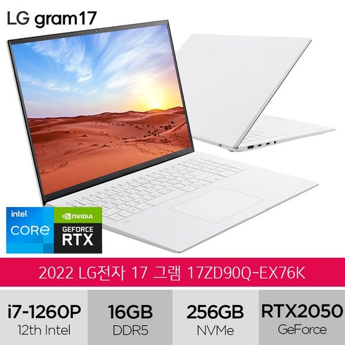 LG전자 2022 gram 17, SNOW WHITE, 16GB, 256GB, WIN11 Home, 17ZD90Q-EX76K