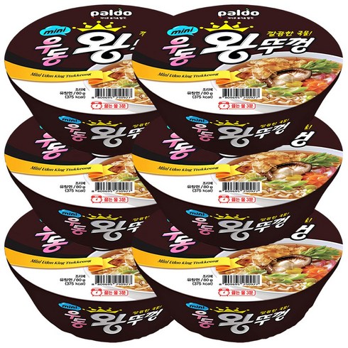 왕뚜껑 mini 우동, 6개, 80g