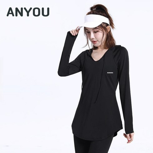 2023년 가성비 최고 요가복 - ANYOU 여성용 요가복 세트 후드티 긴팔 티셔츠 + 레깅스 필라테스복