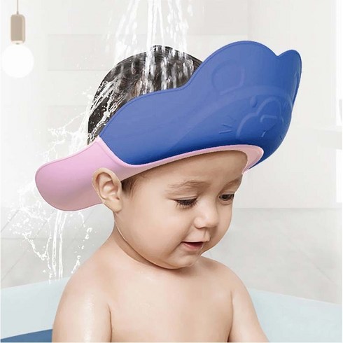 유아샴푸캡 - 아기샴푸캡 애니멀 샤워캡 귀방수 돌아기목욕 실리콘 유아헤어캡 아기머리감기, 블루, 1개
