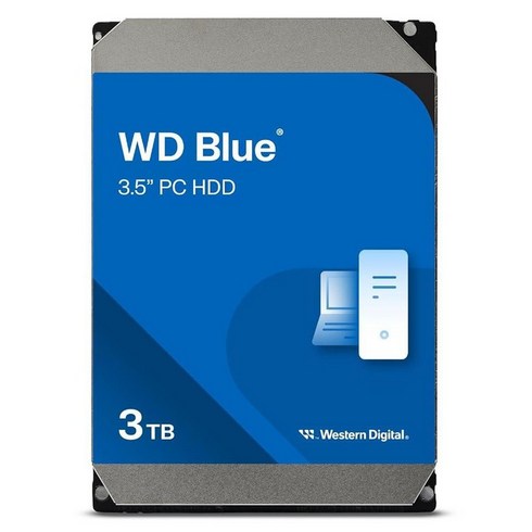 웨스턴 디지털 WD 8TB 블루 PC 내장 하드 드라이브 HDD - 5640RPM SATA 6Gb/s 256MB 캐시 3.5인치 WD80EAAZ 656219, 3TB