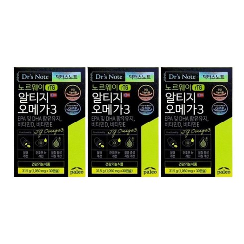 팔레오 닥터스노트 노르웨이 알티지 오메가3 1050mg x 30캡슐 x 3박스, 30정, 3개