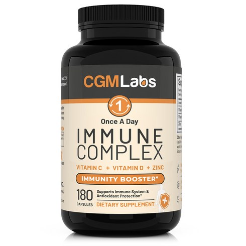 cgm - CGM Labs 원스 어 데이 이뮨 컴플렉스 Once A Day Immune Complex 180 캡슐 면역력 부스터 징크(아연) 25mg 비타민C 900mg 비타민D 2500IU, 180정, 1개