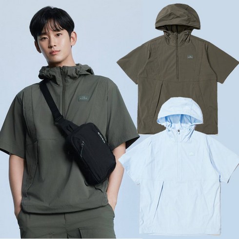 김수현 HIKE PACK 하이크 팩 남녀공용 반팔 아노락 자켓 DUM24164