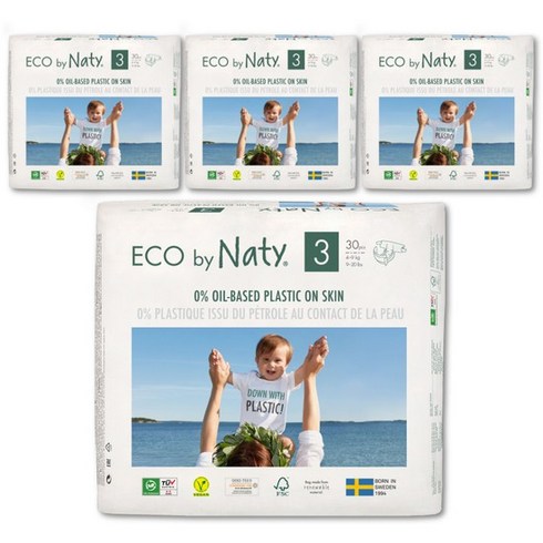 [Eco by Naty] 네띠 친환경 밴드 기저귀 3단계 30매 x 4팩, 단품