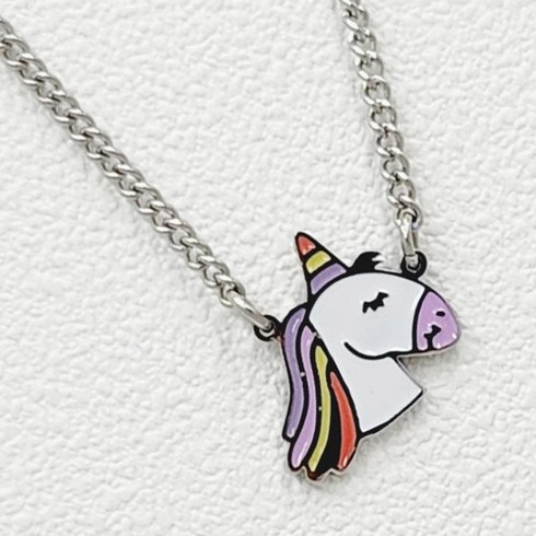 페리베리 [깊은각인] 써지컬스틸 에폭 양고리 유니콘목걸이 미아방지목걸이, 여성용 45+3