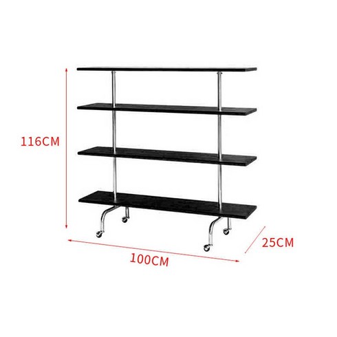 모던 비초에 진열대 모듈선반 경수진 인테리어미드센추리 수납장 디터람스 텍타 선반, 블랙보드 키높이 책장 100*25*116cm 바퀴달림, 4단