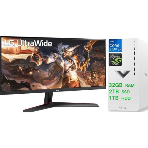 LG 컴퓨터모니터 Gaming Monitor HP pc 번들 29 UltraWide 219 FHD 2560x1080 IPS 디스플레이 Victus Desktop Intel Core, Monitor + Desktop Bundle