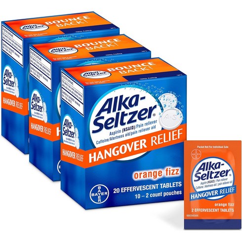 Alka-Seltzer Hangover Relief 발포성 숙취해소제 20테블렛 x 3개 @미국직구, 20정