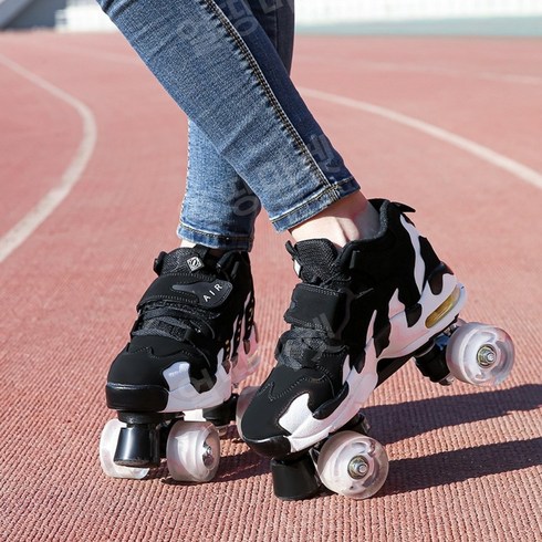 블랙 새 마틴 부츠 복열 스케이트 롤러 스케이트 사랑 남녀 놀이 스포츠 롤러 스케이트, 흑백 - 흰색 휠