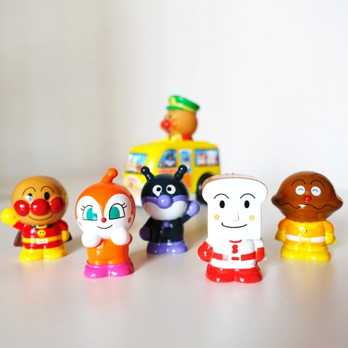 (국내배송/정품)호빵맨 캐릭터 5종 손가락인형 PVC 피규어 핑거토이 세트 (호빵맨 식빵맨 카레빵맨 짤랑이 세균맨)