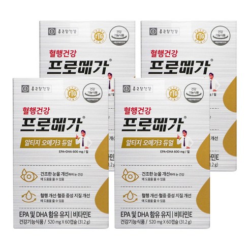 종근당프로메가알티지오메가3 - 종근당건강 프로메가 알티지 오메가3 듀얼 혈행건강, 60정, 4개
