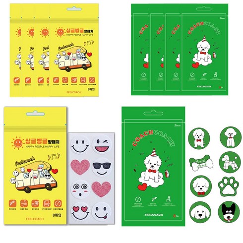 천연 오일 사용 삶은리빙 싱글벙글 향패치 붙이는 아로마향패치 스티커 10매(80개), 싱글벙글 향패치 5매 + 코치코치 향패치 5매