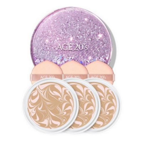 에이지투웨니스 샤이닝드롭 팩트 에디션 케이스 + 리필 12.5g x 3p, 21호(핑크라떼), 1세트