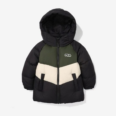 [휠라] 키즈패딩 LQC FK2DJE4107X-BLK 컬러블럭 미들 다운