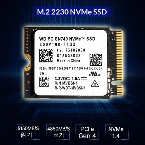 sn7402tb - 웨스턴 디지털 WD SN740 2TB TB M.2 2230 NVMe PCIe Gen 4.0x4 SSD 드라이브 스팀 데크 노트북 태블릿 로그, 02 SN7402TB