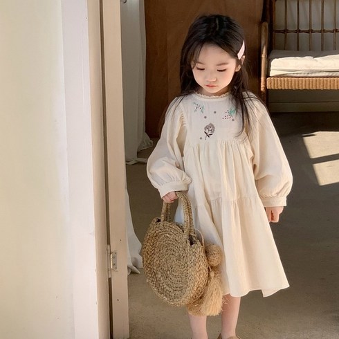 온리히얼 바로배송 두돌원피스 아기 유아 어린이 자수원피스 가족사진의상