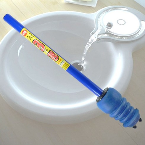 3펑 쓰리펑 뚫어뻥 화장실 변기 뚫는기구(세면대 청소기 사은품), 블루, 1개입
