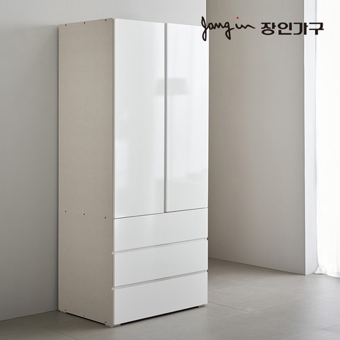 장인가구 블랑쉬 800 3단서랍 옷장 장롱 시스템옷장, 화이트