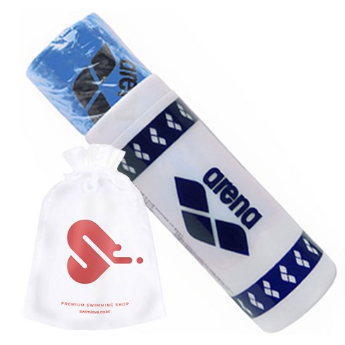 아레나 스포츠 습식타올 (대) AUAAX05 + 수영사랑 폴리백 수영훈련용품, 블루