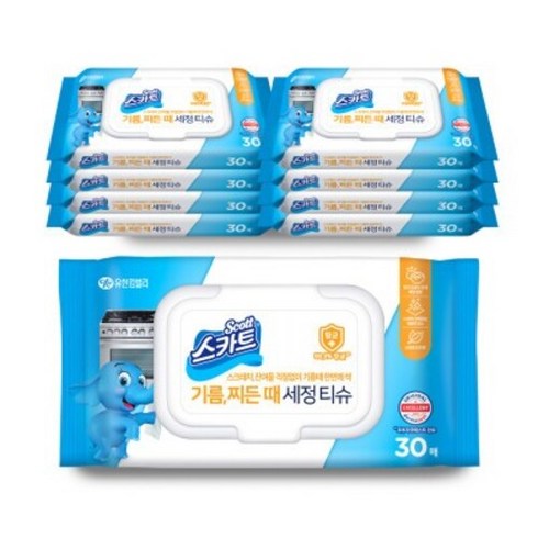 스카트 기름 찌든때 세정티슈 30매, 8개