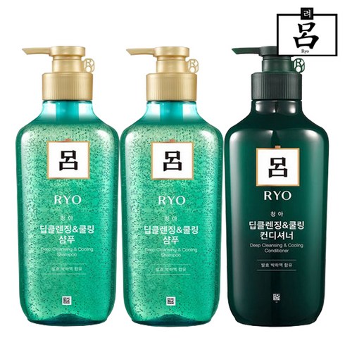 [무료배송]려 청아 딥클렌징&쿨링(샴푸2개+컨디셔너1개)550ml, 1세트, 550ml