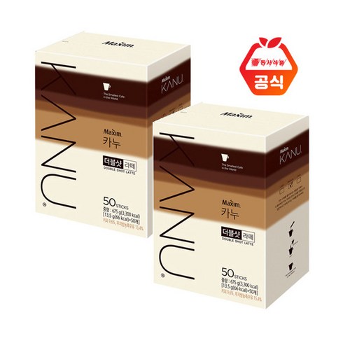 맥심 카누 더블샷 라떼, 13.5g, 50개입, 2개