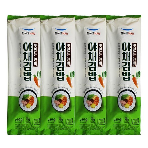 [치타마켓] 한우물 야채김밥, 4개, 230g