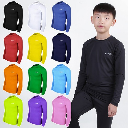 엑스프린 유소년 축구 이너웨어 사계절 라운드넥 스포츠 의류 쫄티