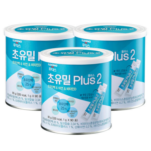 초유밀플러스2 - 후디스 초유밀 플러스 2단계 - 3캔, 90g, 3개