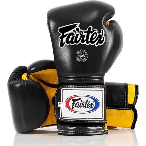 bgv9 - Fairtex BGV9 Muay Thai for Professional Boxers & Trainers | Mexican Style Glove Hard Hitters MMA M, Black/Yellow/Blk Piping, 18 oz