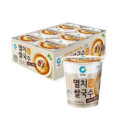 청정원멸치쌀국수 - 청정원 멸치 쌀국수 소컵, 58g, 18개