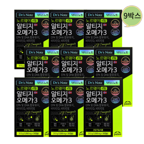 팔레오 박군 닥터스노트 노르웨이 알티지 오메가3 1050mg x 30캡슐 x 9박스, 9개