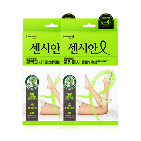 센시아쿨링패치 - 동국제약 센시안 다리붓기 힐링테라피 쿨링패치 20매 힐링패치, 20매입, 2개