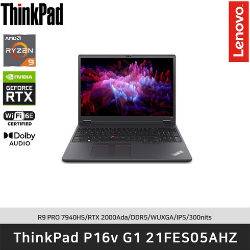 7940hs - [레노버]ThinkPad P16v G1 AMD 21FES05AHZ R9-7940HS/DDR5 16GB/512GB/RTX 2000 Ada/FreeDos, Free DOS, 16GB, 512GB, 블랙