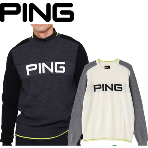 2023년 가성비 최고 핑골프웨어 - 핑 니트 맨투맨 배색 풀오버 스웨터 남성 골프웨어 블랙 화이트 봄용 가을용