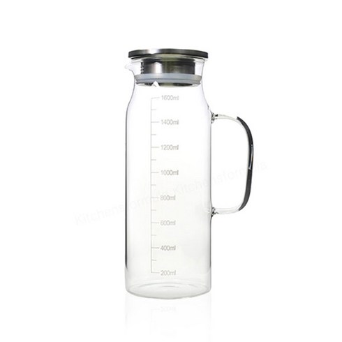 물병 - BESTAR 베스타 내열유리 물병 스텐뚜껑 냉장고물병, 투명, 1600ml, 1개