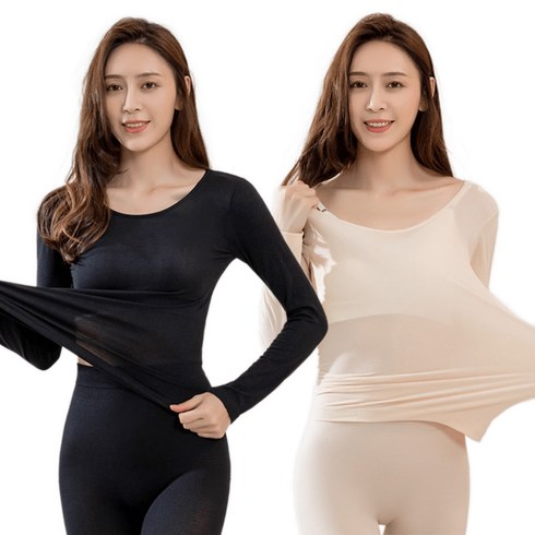 2023년 가성비 최고 초경량내의 - 시크벤 1+1 슬림핏 초경량 여성 겨울 내복 상하 세트 발열 내의 언더웨어 속옷 IF13