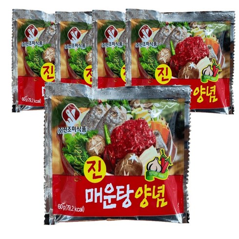 진조미 진 매운탕 양념 60g x 5봉 집에서 매운탕 명가의 맛을 내자!!, 5개