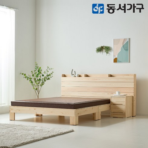 2023년 가성비 최고 편백나무 온열침대 - 동서가구 로제 호텔형 세라믹 온열보료 싱글 S 편백나무 원목 침대 DF643744, 내추럴